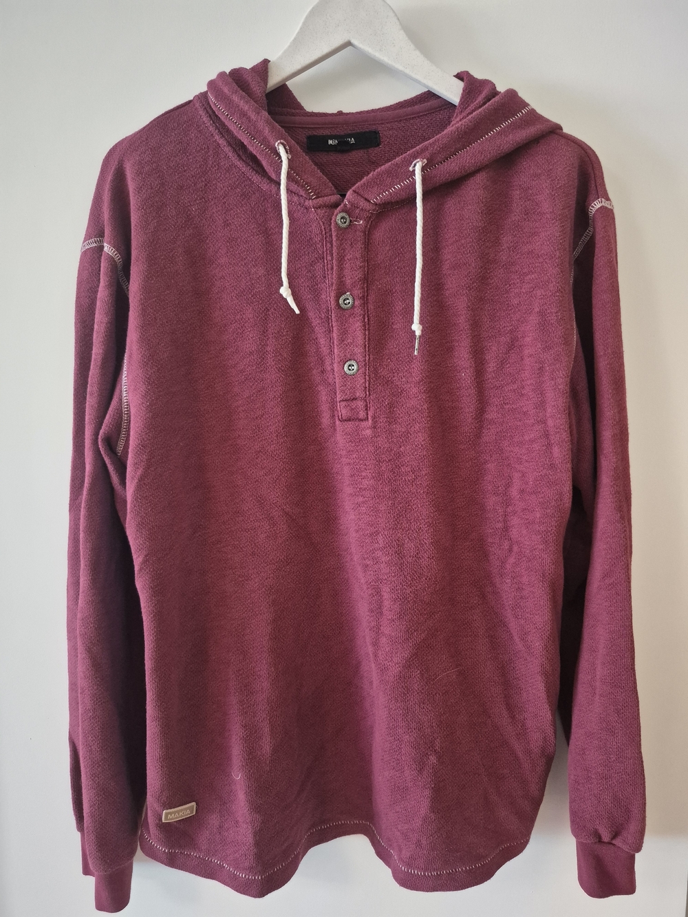 Makia Men's Hooded Sweater- Wine Red